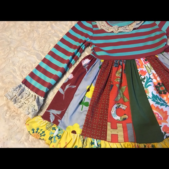 NWT Twirly Alphabet Fall Patchwork Dress - Picture 4 of 6